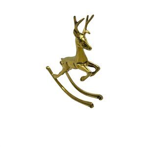 Rocking Reindeer Brass Heavy Vintage Christmas Holiday Deer Holiday Decor